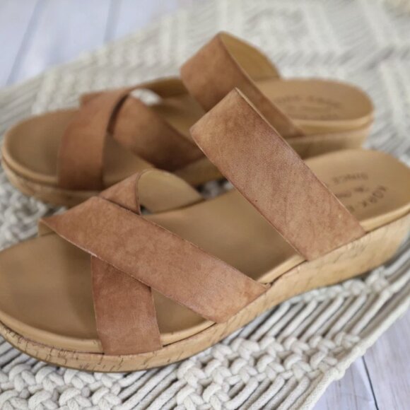 Kork-Ease Women's Camellia Leather Slip on Sandals Camel Brown Size 8 - Picture 3 of 7